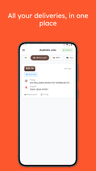 Smart Move Driver jobs screen
